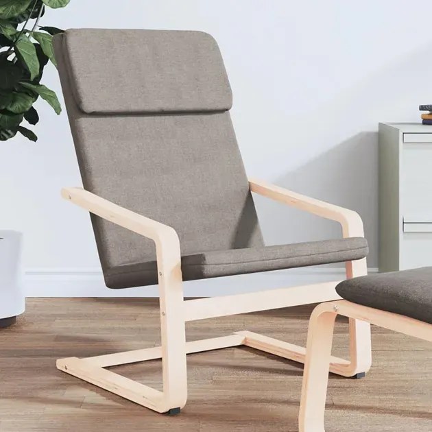 Skandynawski drewniany fotel wypoczynkowy w kolorze taupe R7-S81