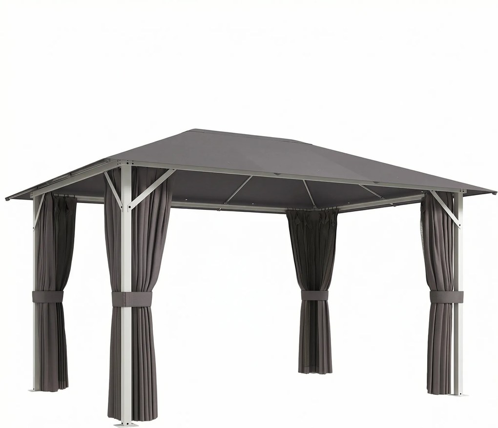 Outsunny Altana ok. 4x3m Wodoodporna Stabilna Zimowa Altana z Moskitierą, 4 ścianami, wentylacją i otworami odpływowymi | Aosom PL