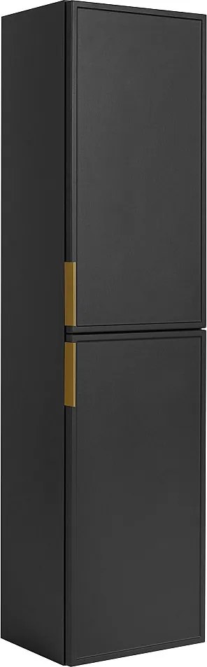 Szafka łazienkowa ciemnoszara, uchwyt złoty, 27 x 35 x 136 cm