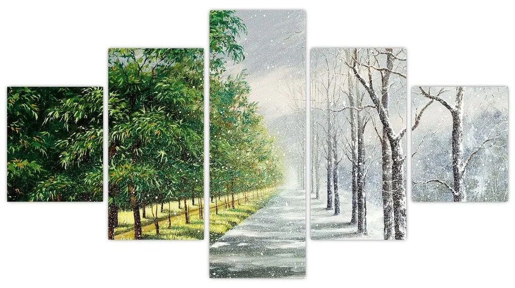 Obraz - Zima kontra lato (125x70 cm)