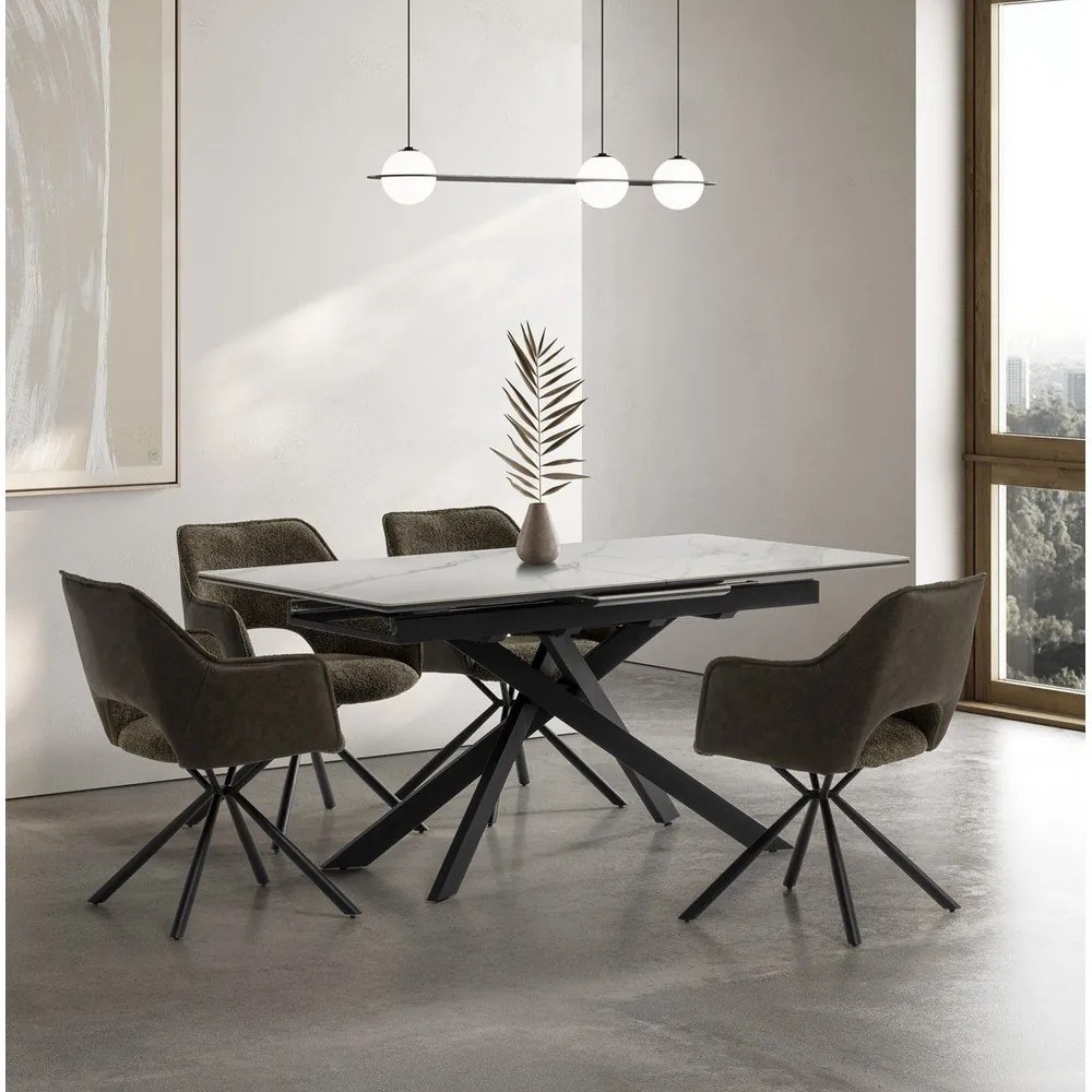 Rozkładany stół z dodatkowym blatem z ceramicznym blatem 89,5x160 cm Belma – Marckeric