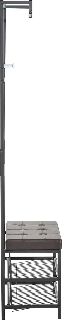 Wieszak HOMCOM na płaszcze i buty z siedziskiem Metalowy design 725x35x180cm Praktyczny i stylowy | Aosom PL