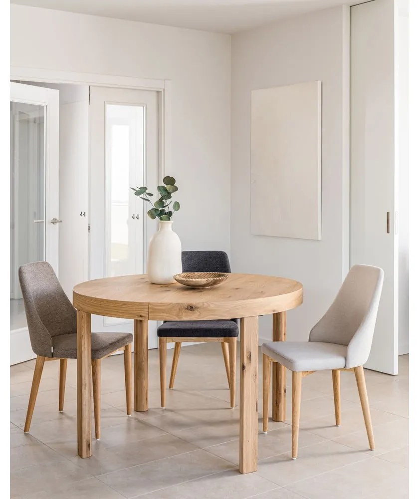 Okrągły rozkładany stół z dodatkowym blatem w dekorze dębu ø 120 cm Colleen – Kave Home