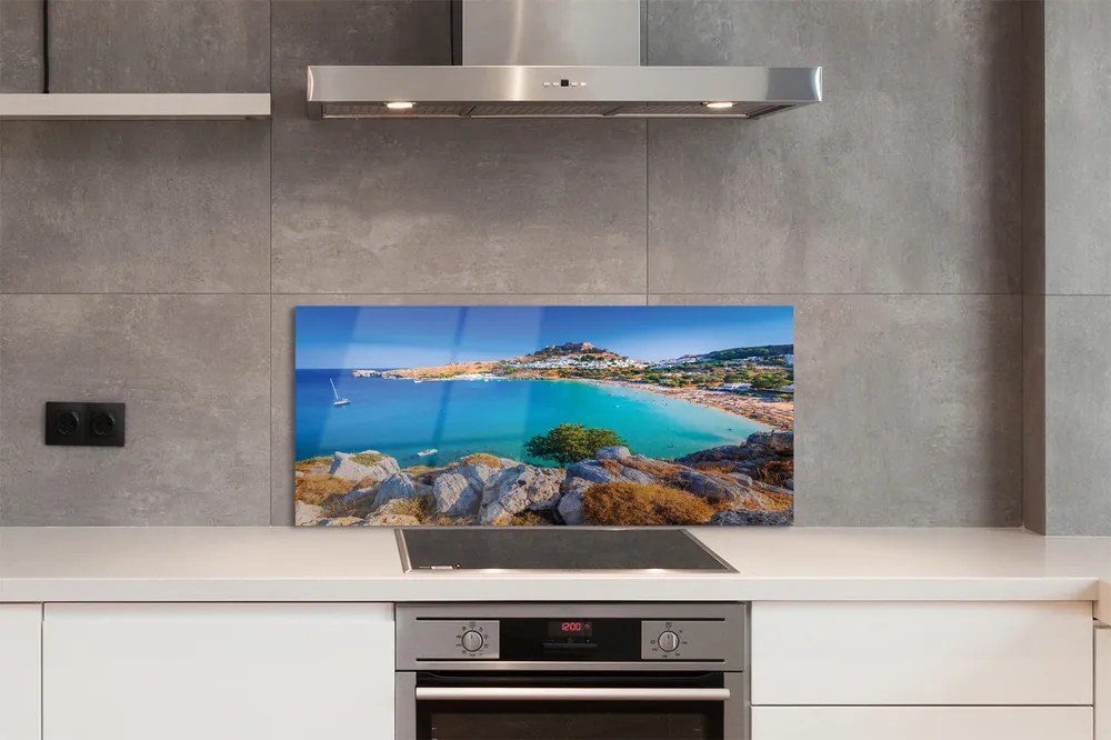 Panel Szklany Panorama Greckiego Wybrzeża