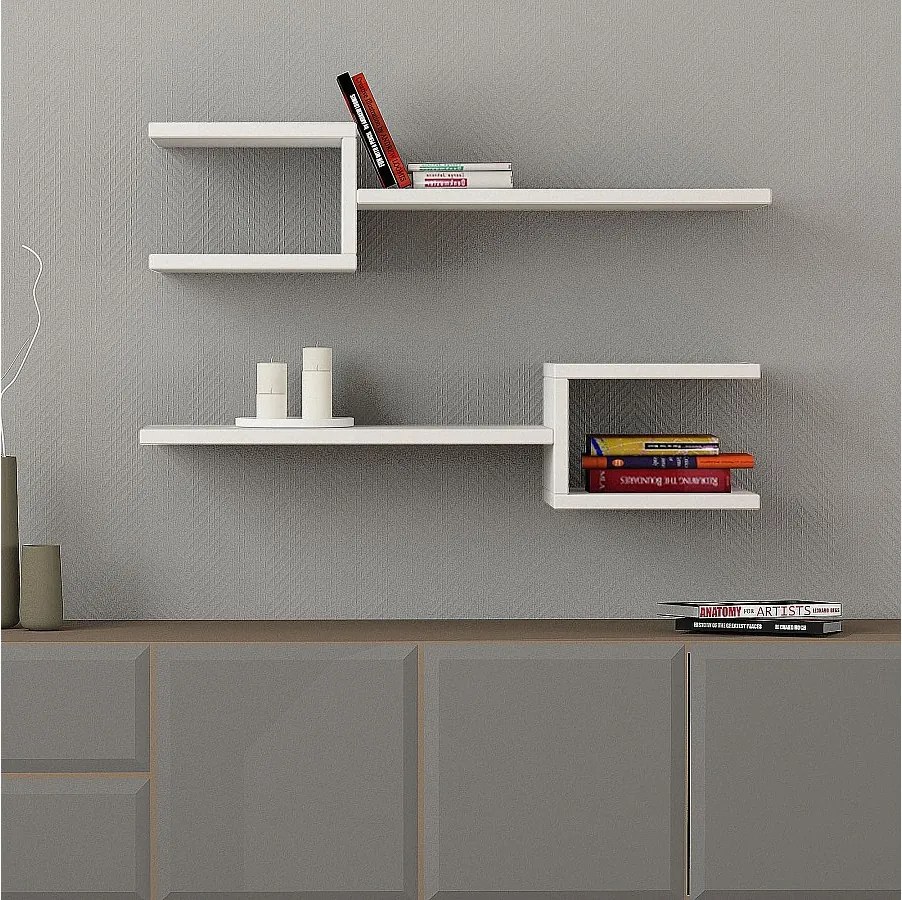 Półka ścienna – 74,5 x 18,2 x 19,6 cm – biała – płyta MDF