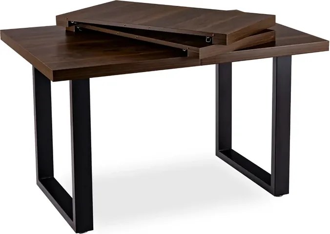 Stół Prostokątny Rozkładany TOMAS 130-230 cm Orzech/Czarny do Jadalni Loft