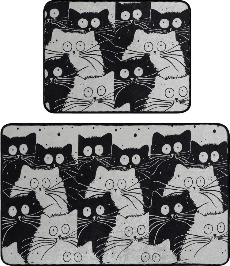 Czarno-szare dywaniki łazienkowe zestaw 2 szt. 60x100 cm White Cats – Foutastic