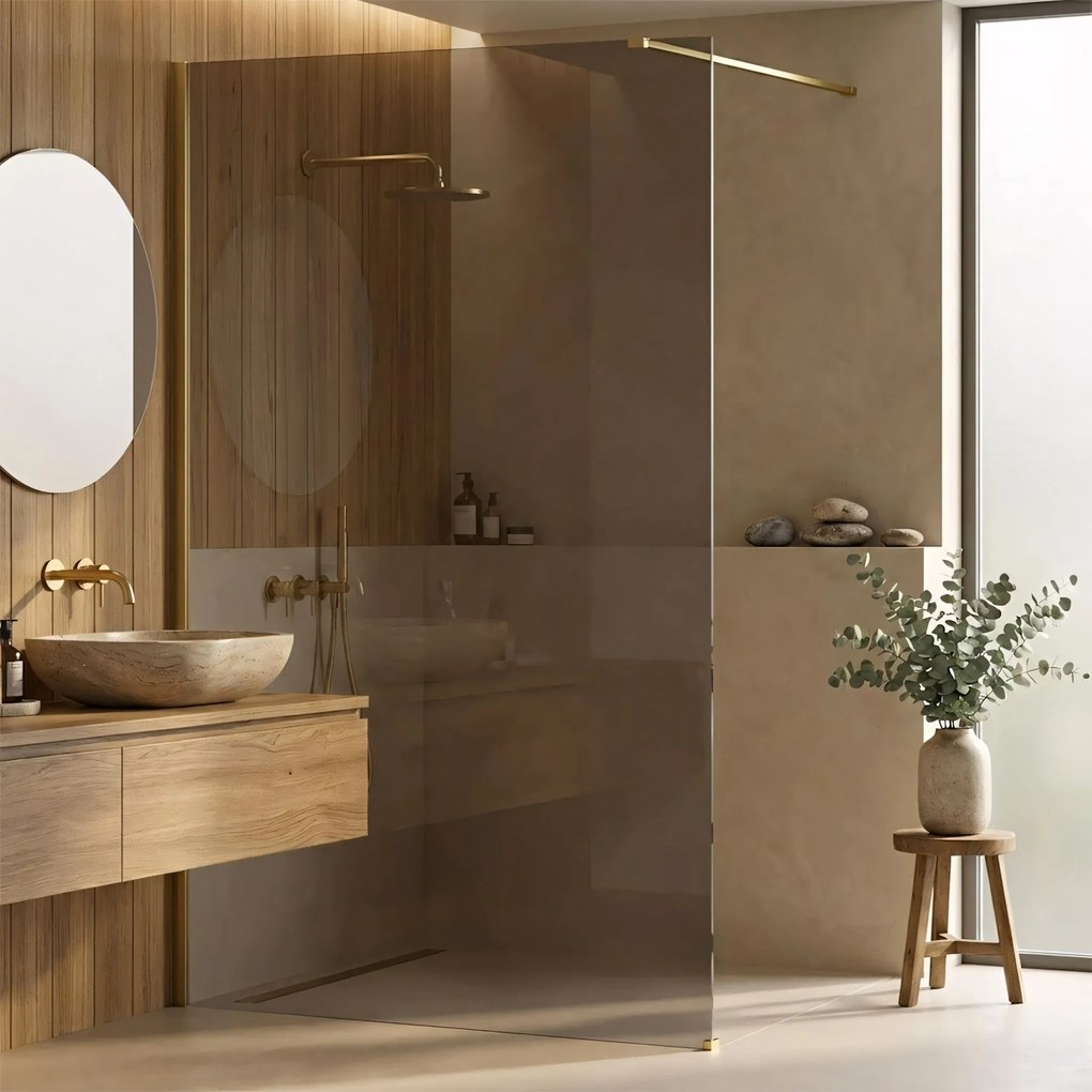 Kabina prysznicowa Walk-In Rea Flexi Brown / Brush Gold 130