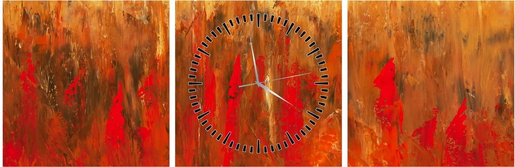 Obraz malowanej abstrakcji (z zegarem) (90x30 cm)