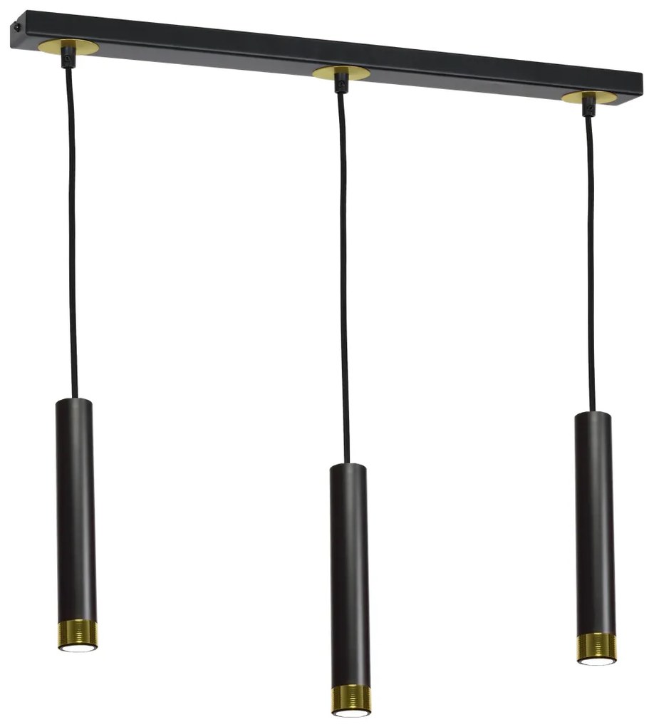 Lampa wisząca tuba, czarna/złota DANI BLACK/GOLD 3xGU10