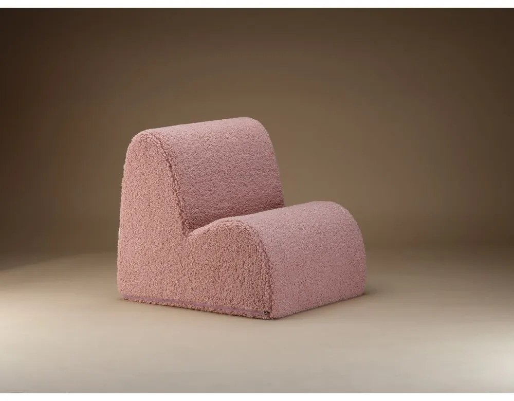 Różowy fotel dziecięcy z materiału bouclé Cloud – Wigiwama