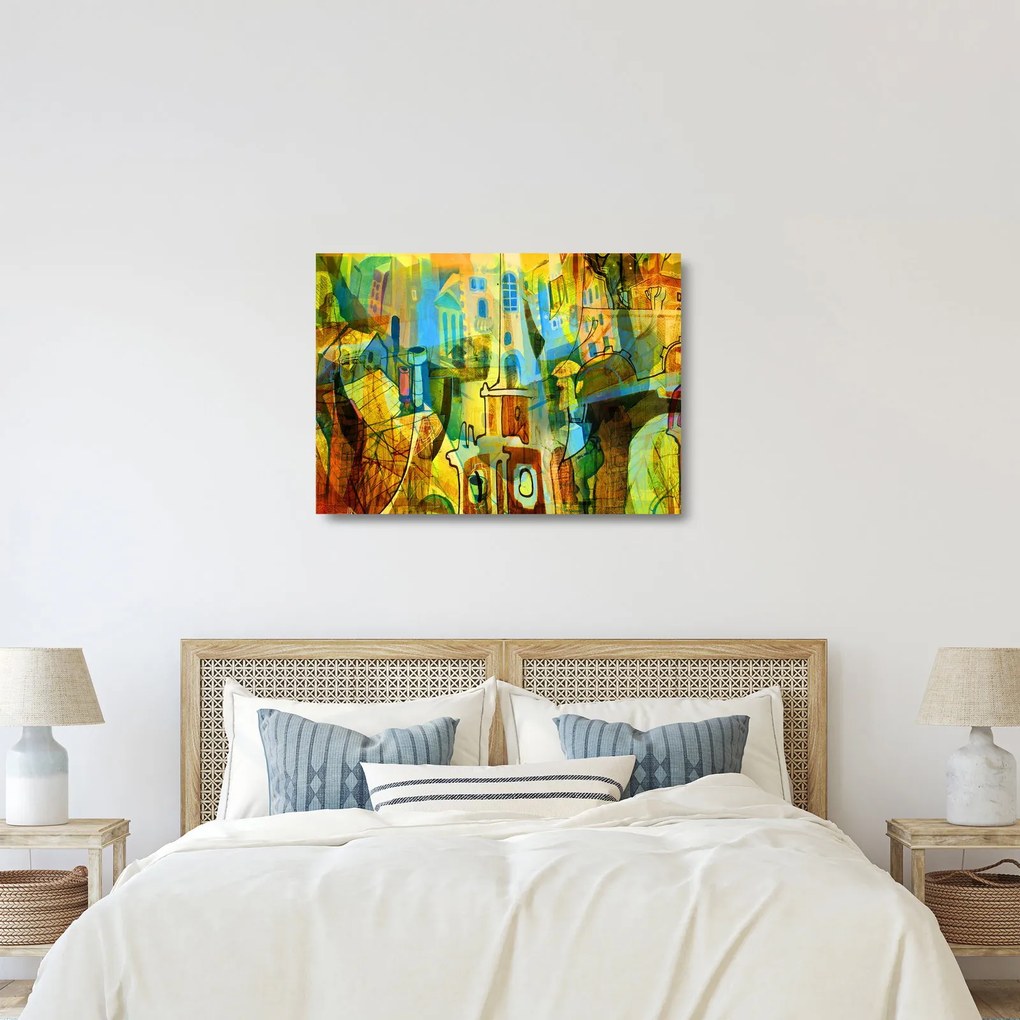 Obraz na szkle - Architektura, abstrakcja kubistyczna (70x50 cm)