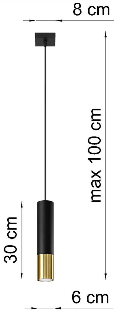 Czarno-złota lampa wisząca tuba - EXX244-Oller
