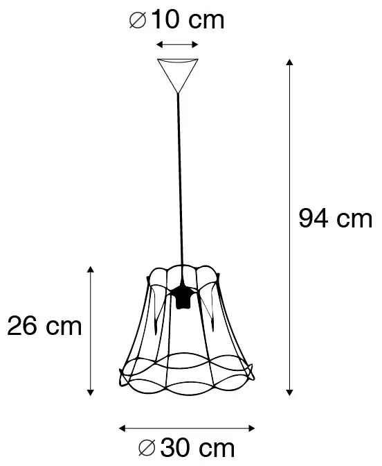 Retro lampa wisząca czarna 30 cm - Granny Frame
