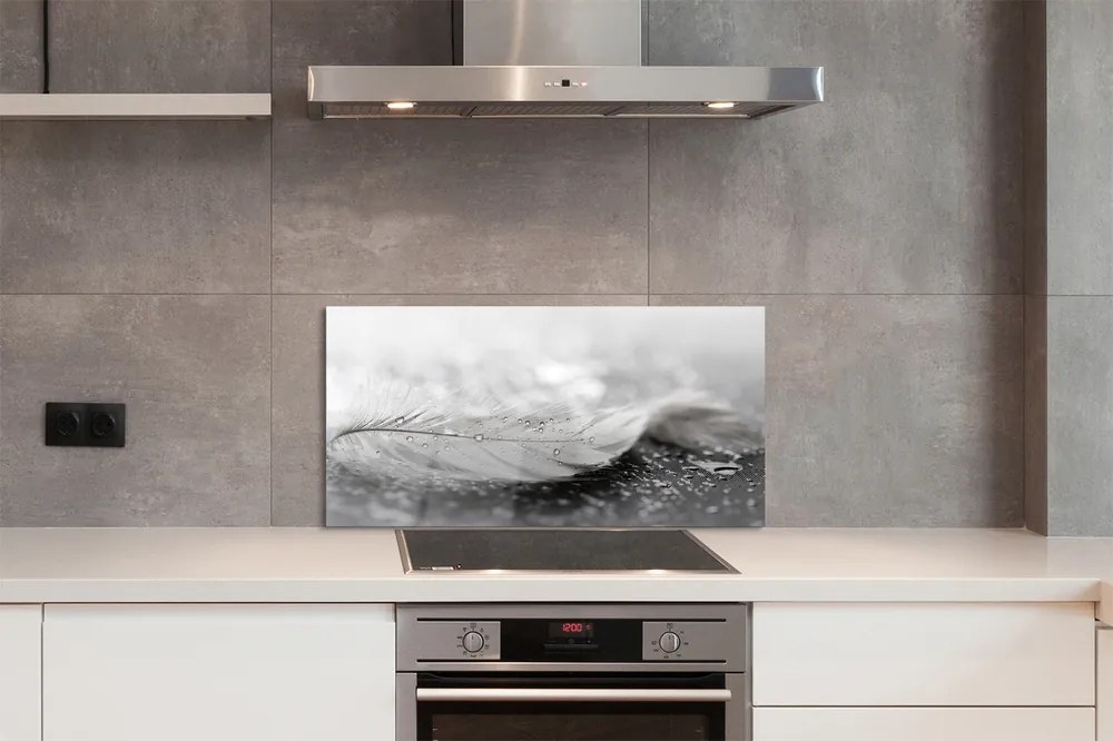 Szklany Panel Delikatne Krople na Piórku