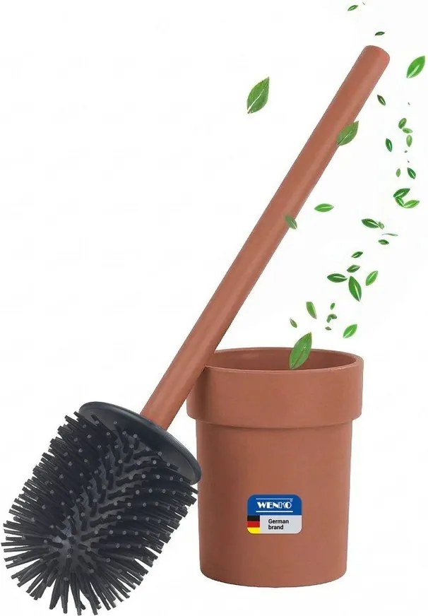 Brązowa plastikowa szczotka do WC z mocowaniem Turbo-loc bez wiercenia Lizan – Wenko