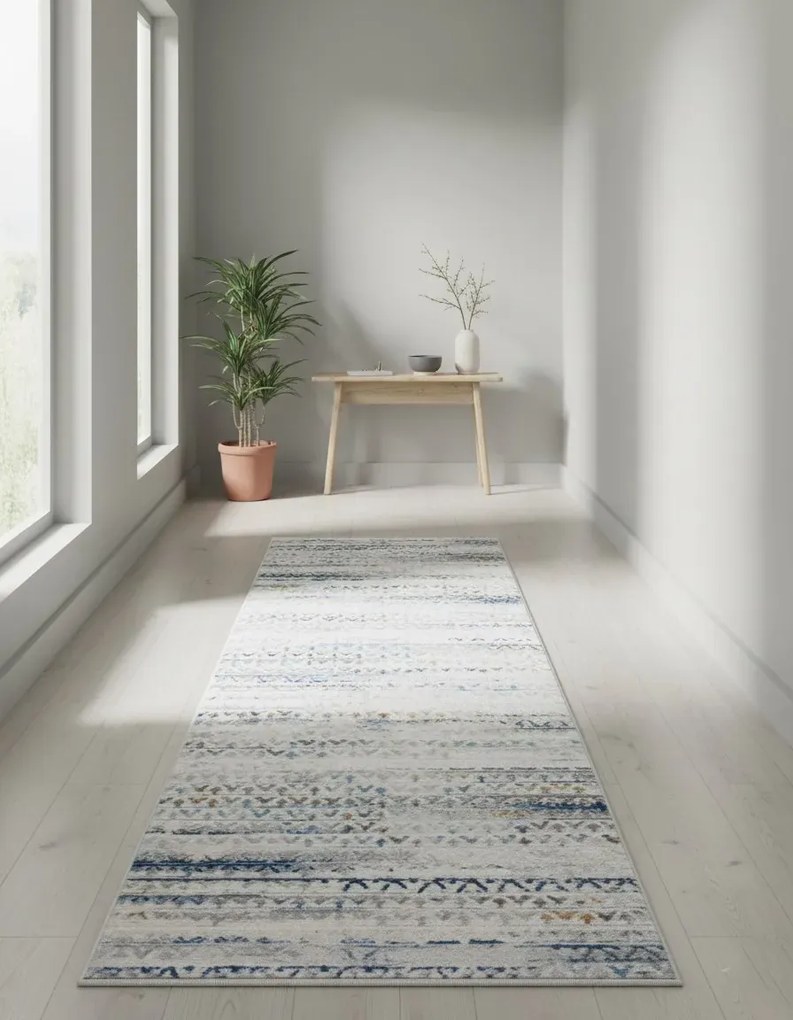 Szaro-niebieski wzorzysty chodnik nowoczesny N6-D07