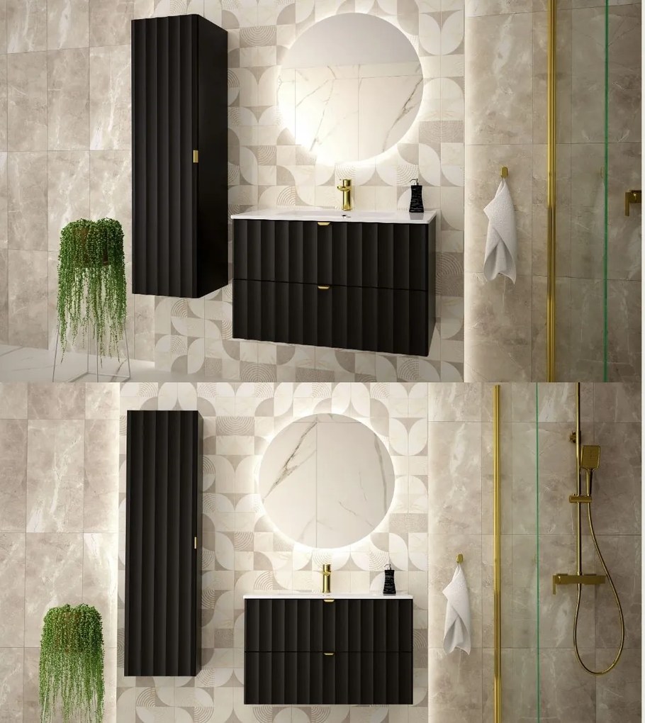 Szafka pod umywalkę wpuszczaną Arcos 07, czarny mat, 80 cm