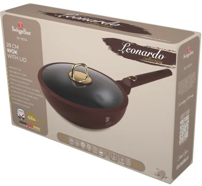 BerlingerHaus Wok z pokrywką Leonardo 28 cm