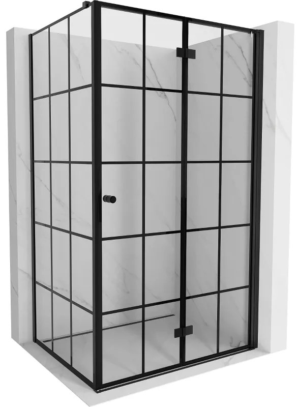 Mexen Mist-F kabina prysznicowa składana prawa 100 x 80 cm, czarna kratka, czarna - 8A6T-100-080-70-77-P