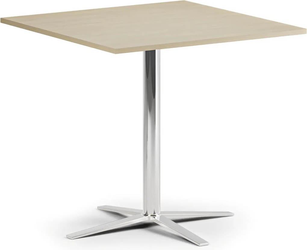 Stolik kawowy AURA, 60x60 cm, chrom podstawa, brzoza