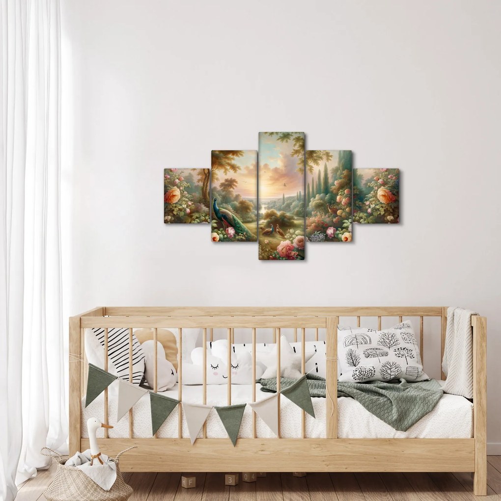 Obraz - Pawie w ogrodzie (125x70 cm)