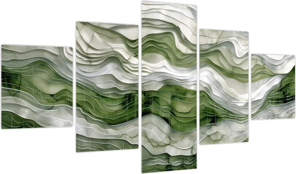Obraz - Zielone i białe zmarszczki (125x70 cm)