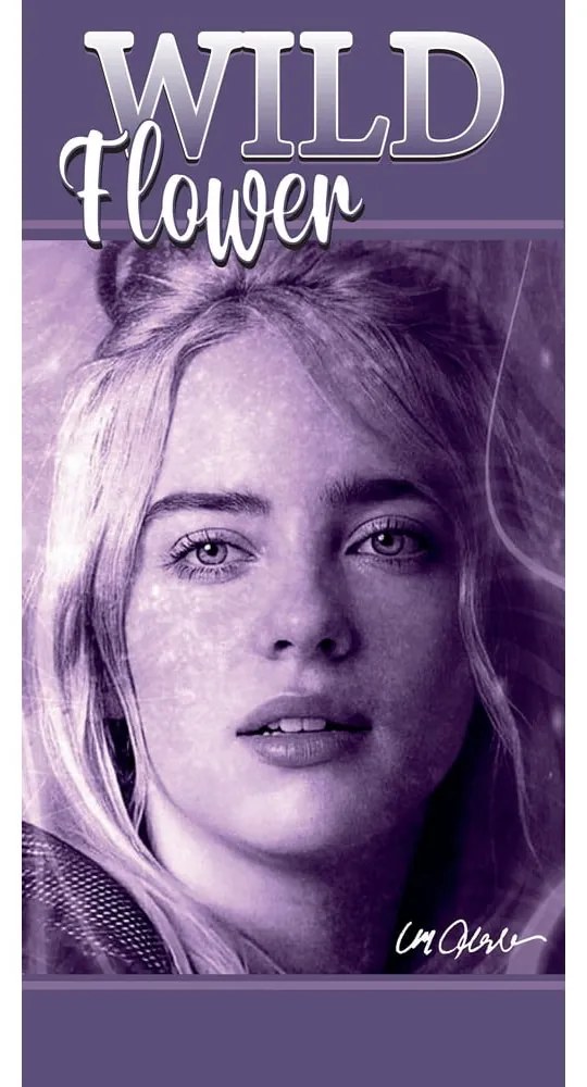 Fioletowy bawełniany ręcznik dziecięcy 70x140 cm Billie Eilish – Jerry Fabrics