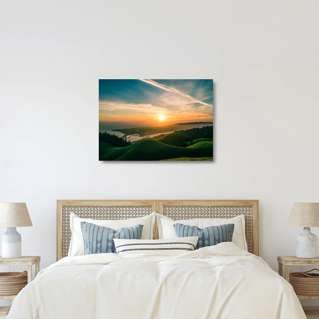 Obraz na szkle wschodu słońca nad morzem (70x50 cm)