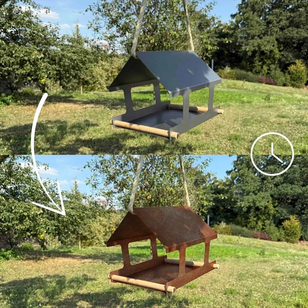 Nido Karmnik dla ptaków 30 x 25 x 23 cm, corten CORGARDEN 1039