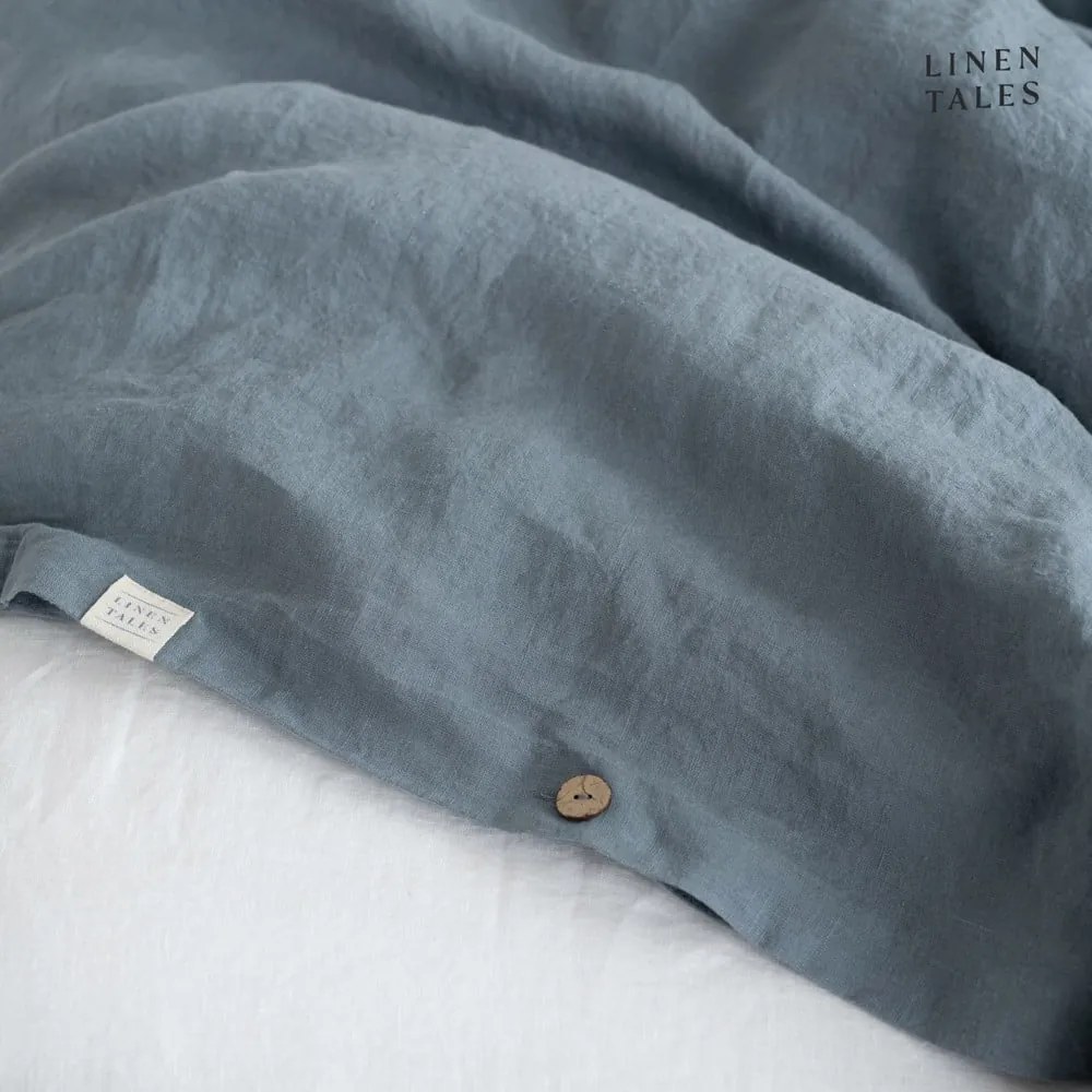Jasnoniebieska lniana pościel dwuosobowa 200x200 cm – Linen Tales