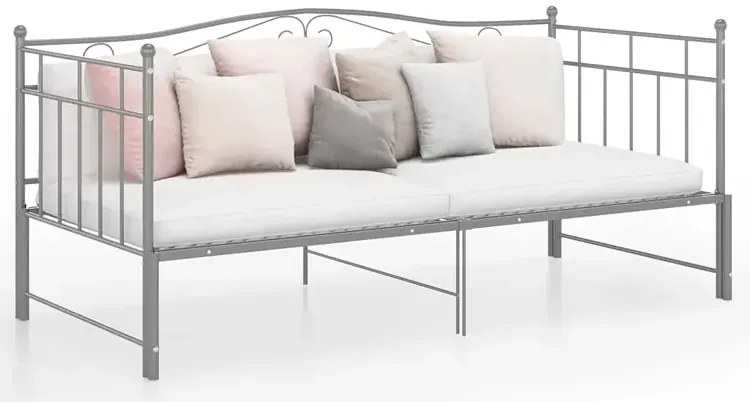 Szare metalowe łóżko rozkładane 90x200 cm - Delkis