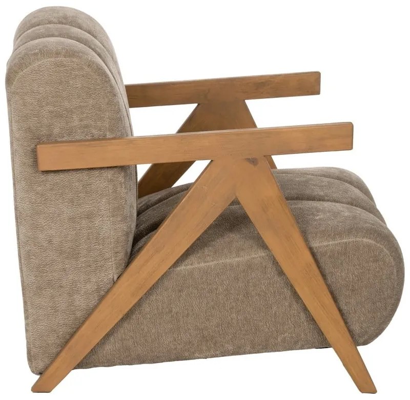 Brązowy fotel z tkaniny szenilowej Birch – Ixia