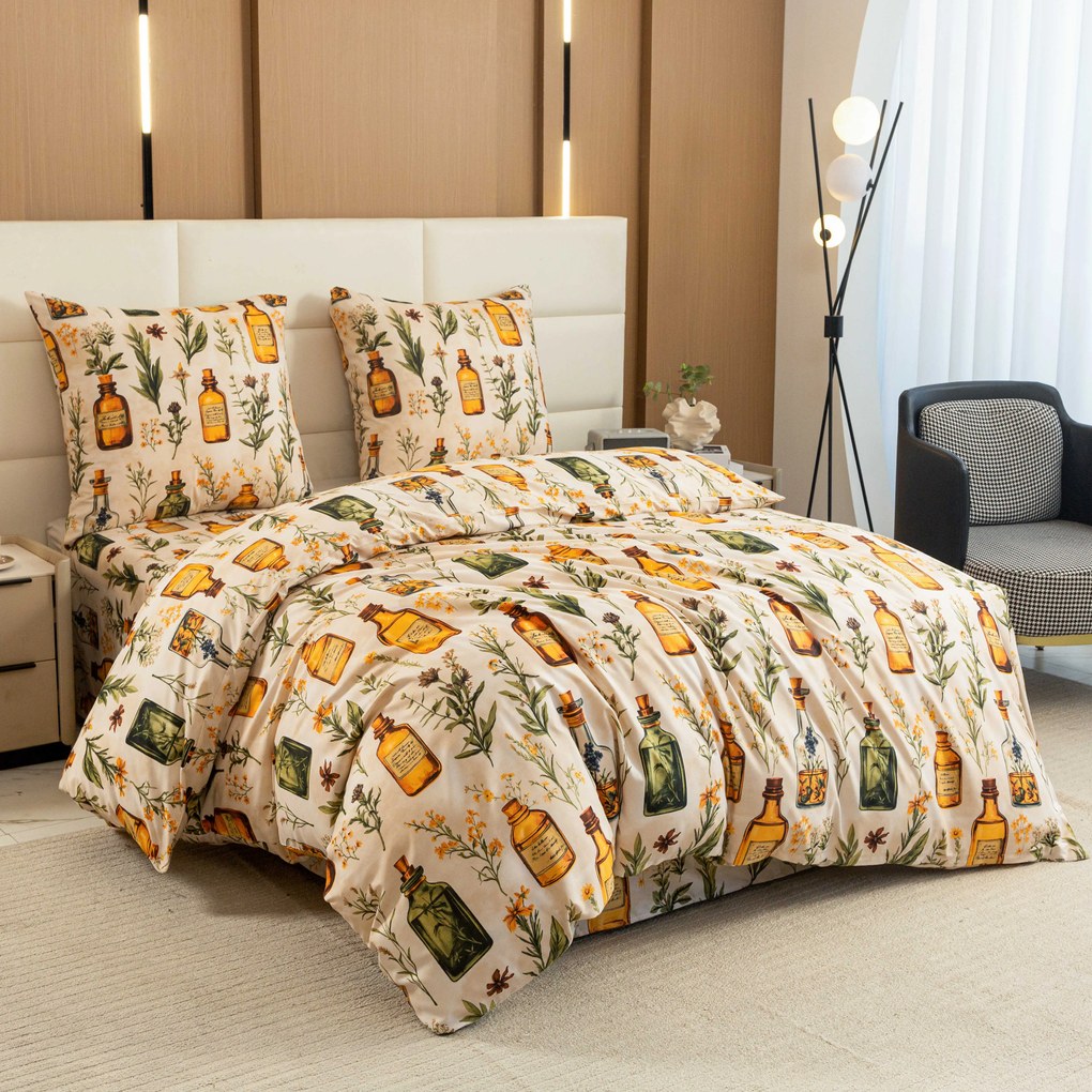 PrzytulneMieszkanie.pl PrzytulneMieszkanie.pl Pościel z mikrofibry APOTHECARY kremowe Rozmiar pościeli: 70 x 90 cm | 140 x 200 cm