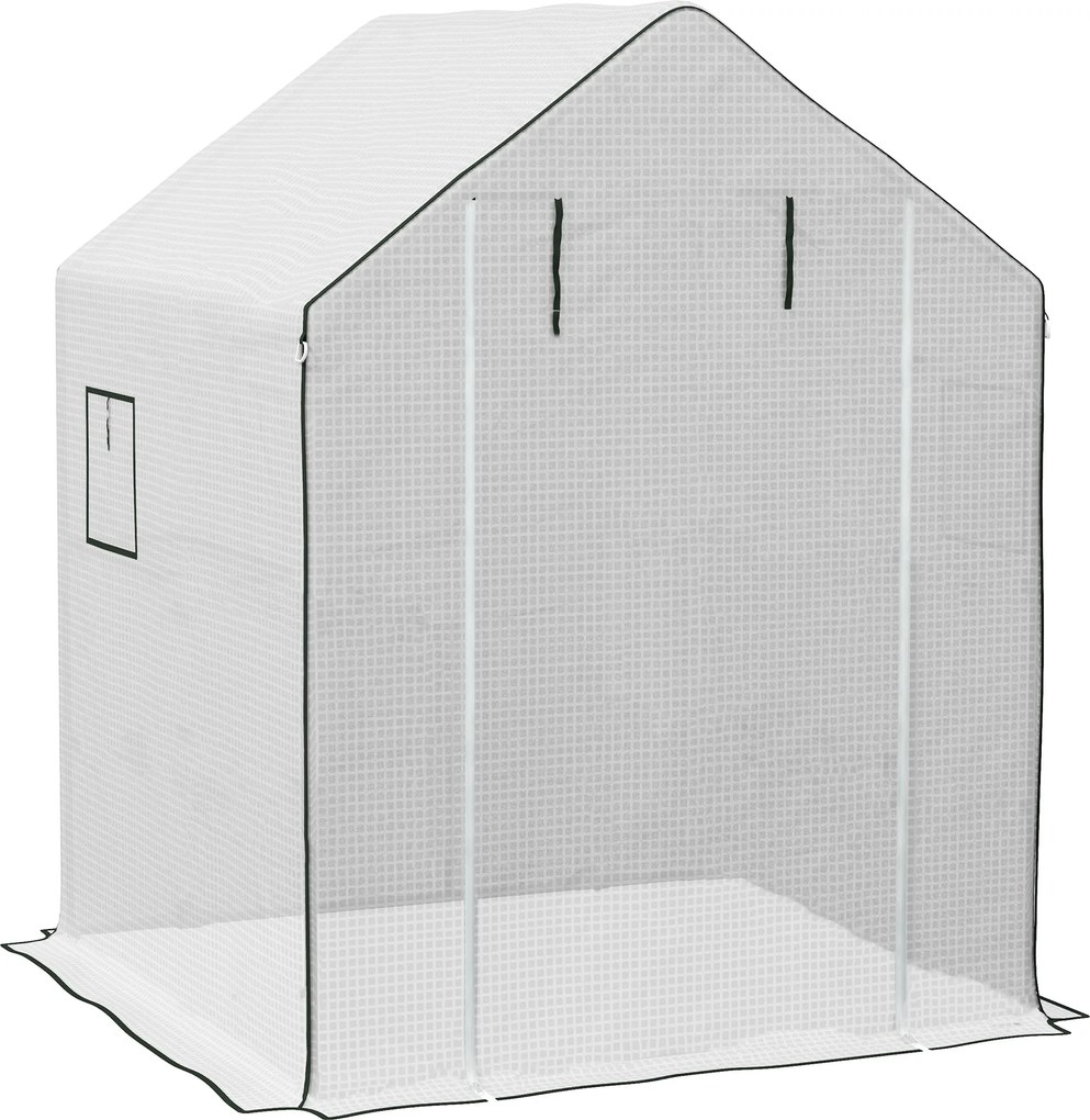 Outsunny Folia do szklarni, pokrywa zastępcza, wodoszczelna, z oknami i drzwiami na rolce, 140 x 143 x 190 cm, Biały