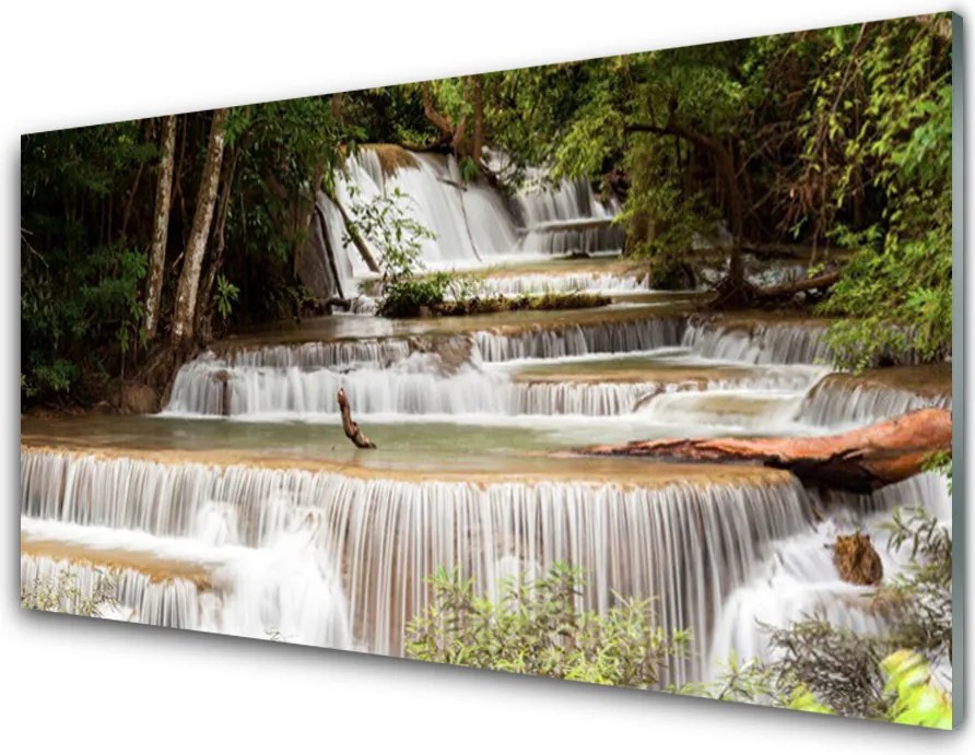 Panel Szklany Ukryty Wodospad W Gęstwinie Lasu