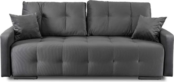 Sofa z Funkcją Spania FAVIO Wersalka Rozkładana Dwuosobowa Welurowa Szara Nowoczesna do Salonu