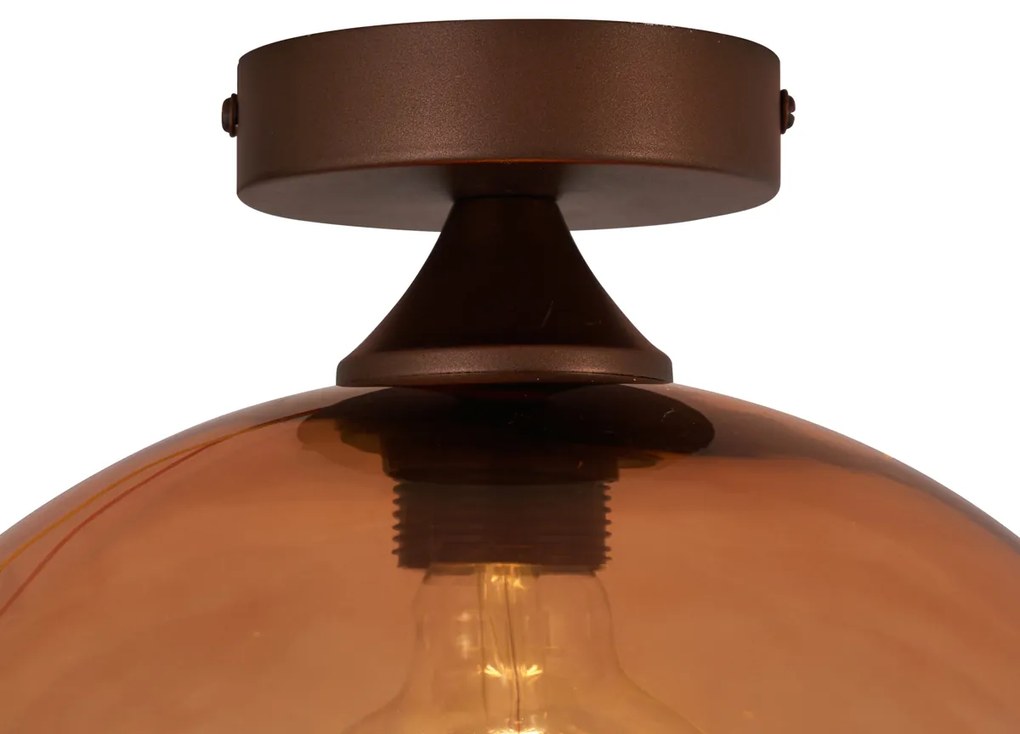 Lampa sufitowa Art Deco ciemny brąz z brązowym szkłem - Sandra