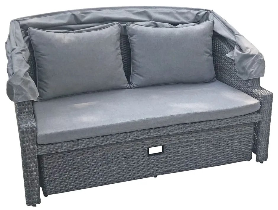 Szara sofa ogrodowa z imitacji rattanu Monte Carlo – Garden Pleasure