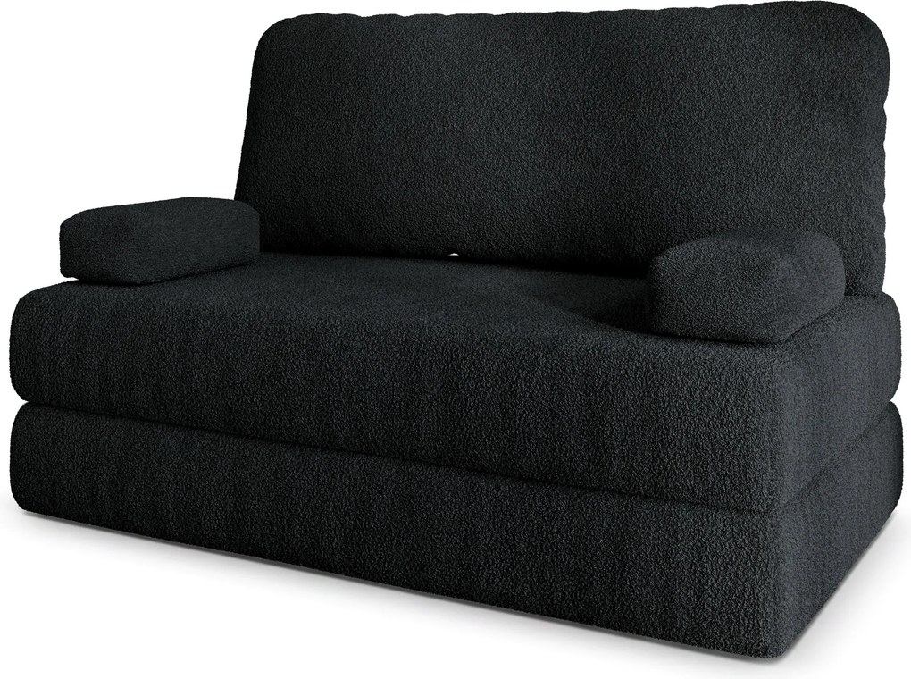 Masseno Sofa piankowa KESTE z funkcją spania, Kanapa z pianki do salonu, Bezmontażowa, Tkanina bucle – Czarny QUELLE 100