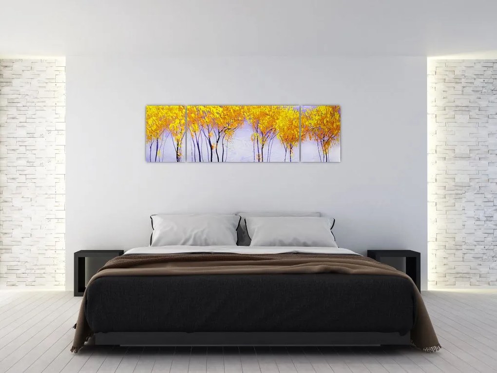 Obraz żółtych drzew (170x50 cm)