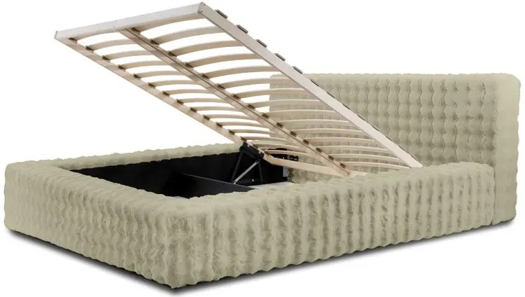 Szare łóżko pluszowe z zagłówkiem F2-K54