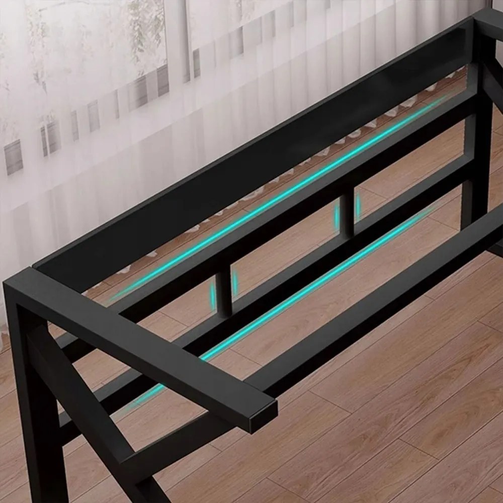 Nowoczesne biurko dla graczy z płyty MDF - 120x60x74 cm, czarny blat