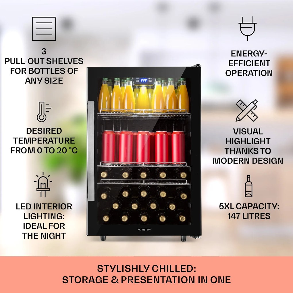 Klarstein Beersafe 85cm 147L Lodówka na Napoje Czarny