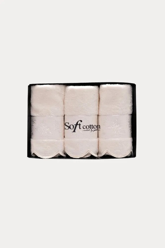 Zestaw podarunkowy małych ręczników LORA, 3 szt Kremowy