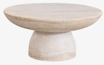 Okrągły Stolik Kawowy Do Ogrodu Ø70 Cm Z Cementu Zenadia Look Travertino - Sklum