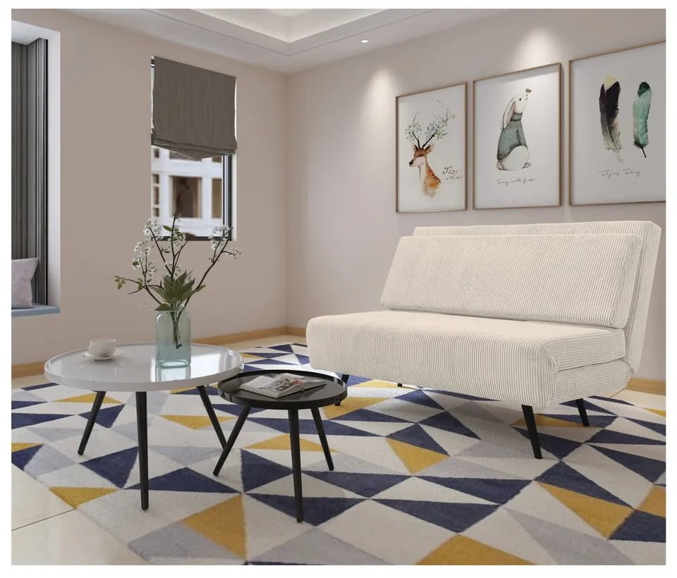 Kremowa sztruksowa rozkładana sofa 140 cm Mallory – Støraa