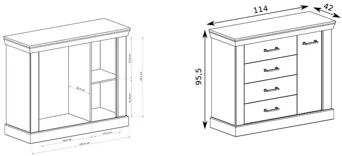 Komoda w kolorze kraft złoty - Almira 6X