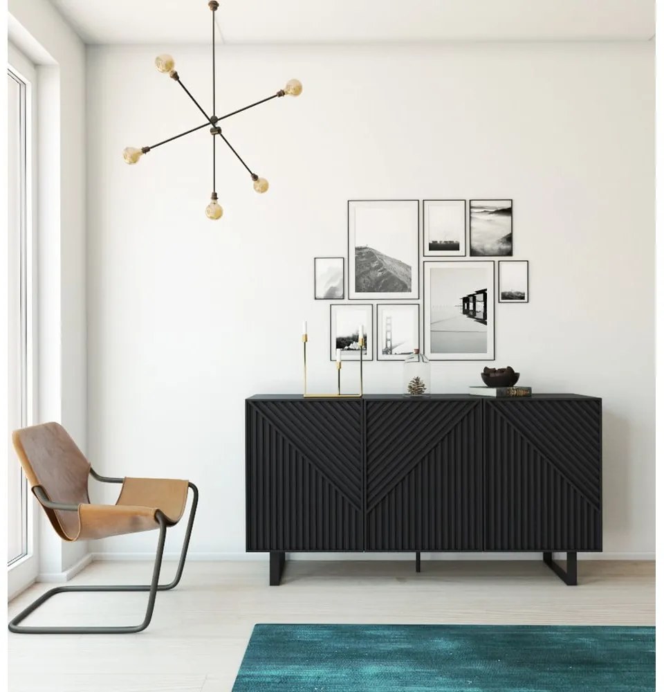 Czarna komoda 151x80x35 cm Peta – Marckeric