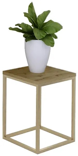 Stojący kwietnik w stylu glamour złoty + dąb artisan P2-D29
